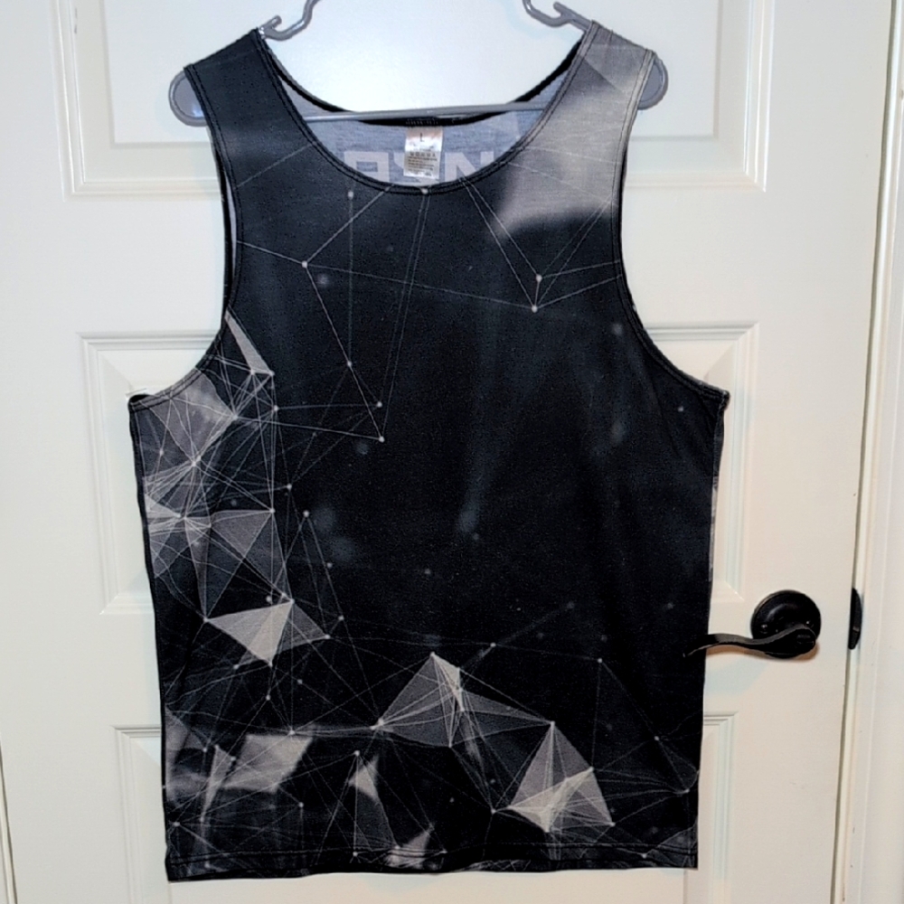 Geometric Black and Gray Tank Top, Large
